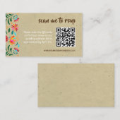 Kraft Flora Weddenschap QR Code RSVP Card Informatiekaartje (Voorkant / Achterkant)