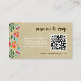 Kraft Flora Weddenschap QR Code RSVP Card Informatiekaartje