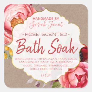 Kraft Floral Bath Soak Label