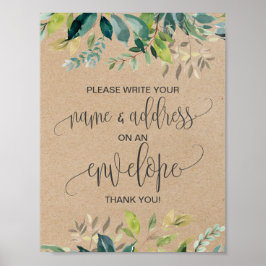 Kraft Foliage Adres Envelope Sign Poster