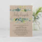 Kraft Foliage Baby Brunch Kaart (Staand voorkant)