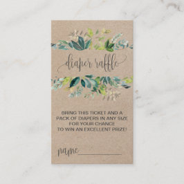 Kraft Foliage Diaper Raffle Invitation Insert Informatiekaartje