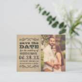 Kraft Fotobruiloft Save the Date Aankondigingskaart (Staand voorkant)