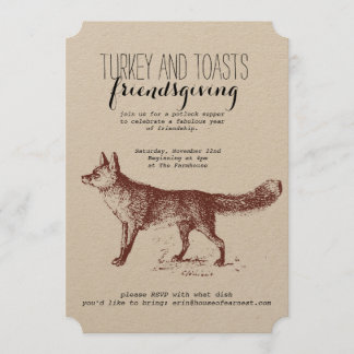 Kraft Fox Friendsgiving Invitation Kaart