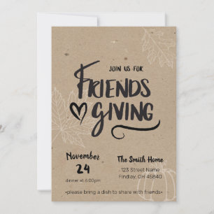 Kraft Friendsgiving Dinner Invitation Kaart