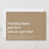 Kraft Funny Niets Fancy Open Bar Wedding Kaart (Voorkant)