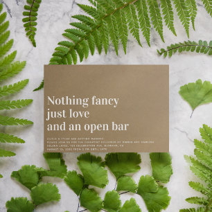 Kraft Funny Niets Fancy Open Bar Wedding Kaart
