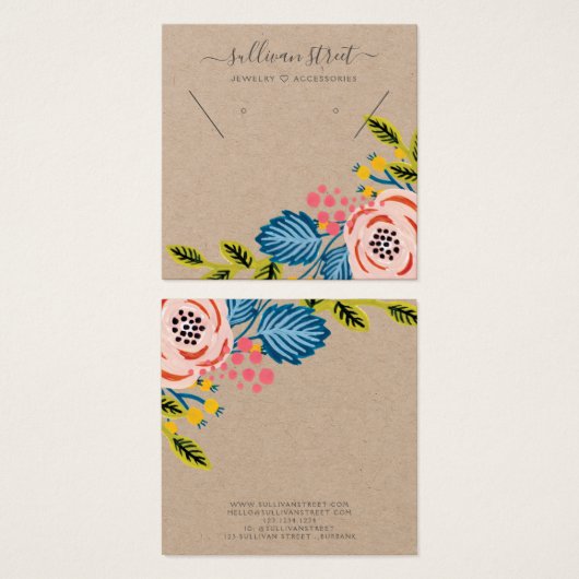 Kraft Girly Boucles d'oreilles florales Collier Ca (Devant & derrière)