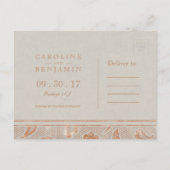 Kraft gold Lace rustic bruiloft met behoud van dat Aankondigingskaart (Achterkant)