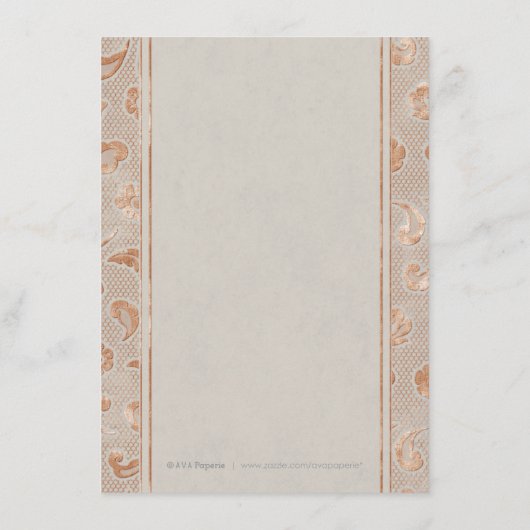 Kraft Gold Lace Rustic country bruiloft card Informatiekaartje (Achterkant)
