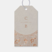 Kraft gold Lace rustige country bruiloft monogram Cadeaulabel (Voorkant)