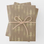 Kraft Gold Woodland Scraggly Sparse Spruce Trees Inpakpapier Vel (In situ)