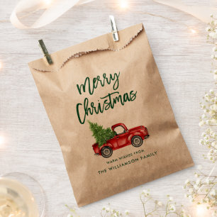 Kraft Green Brush Script Kerstmis Truck Bedankzakje