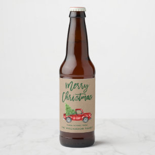 Kraft Green Brush Script Kerstmis Truck Bier Etiket
