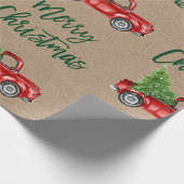 Kraft Green Brush Script Kerstmis Truck Cadeaupapier (Hoek)