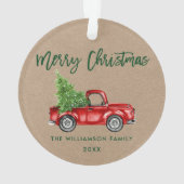 Kraft Green Brush Script  Red Truck Ornament (achterkant)