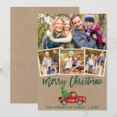 Kraft Green Brush Script  Truck 4 Foto Feestdagenkaart (Voorkant / Achterkant)