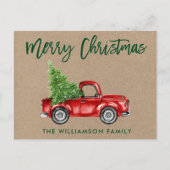 Kraft Green Brush Script  Truck Kerstmis Briefkaart (Voorkant)