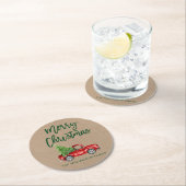 Kraft Green Brush Script Truck Kerstmis Ronde Kartonnen Onderzetter (Insitu)