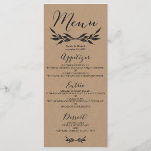 Kraft Greenery Wedding Menu Card