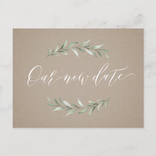 Kraft groen script opslaan van de nieuwe datum briefkaart (Voorkant)