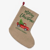 Kraft Groene Borstel Script  Rode Vrachtwagenboom Grote Kerstsok (Voorkant (Hangend))