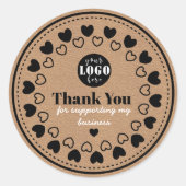 Kraft handgemaakt met liefde | Dank u sticker (Voorkant)