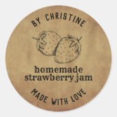 Kraft handgemaakt met liefde Strawberry Jam Label (Voorkant)