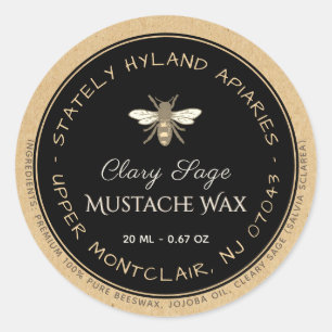 Kraft Handgeschreven bijenwas Etiket zwart