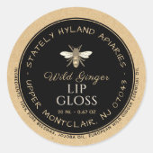 Kraft handgeschreven bijenwas lipgloss label zwart (Voorkant)