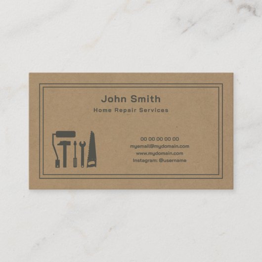 Kraft Handyman & Carte de visite du service de rép (Devant)