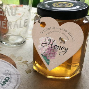 Kraft Heart Honey Jar Hang Label Bijenbloem