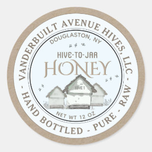 KRAFT Hive to Jar Honey Label with Hives and Bees
