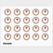 kraft Homemade with Love | Aardbeienjam-etiket Ronde Sticker (Vel)