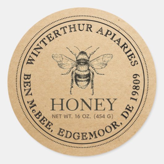 Kraft Honey Jar  Bee Sticker (Voorkant)