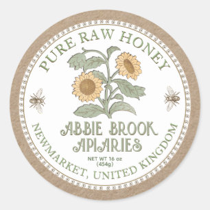 Kraft Honey Jar Label  Zonnebloem en Bijen