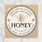Kraft Honey Jar Neck label met bijen (Voorkant)