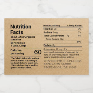 Kraft Honey - valeur nutritive Rectangle Étiquette