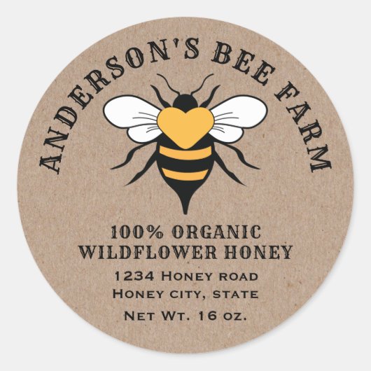 Kraft honingpot ronde sticker (Voorkant)