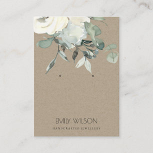 KRAFT IVORY WHITE FLORAL BUNCH EARING DISPLAY VISITEKAARTJE