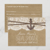 Kraft, Kant & Nautisch Anker Vrijgezellenfeest Rec Uitnodiging Briefkaart (Voorkant / Achterkant)