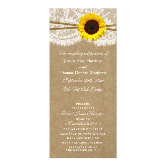 Kraft, Kant & Zonnebloem Trouwprogramma's Reclamekaart (Voorkant)