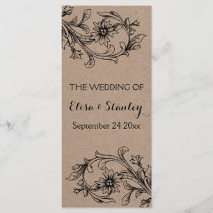 Kraft karton  bloemenbruiloft programma