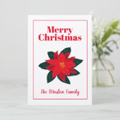 Kraft-kerstkaart met poinsettia-bloemontwerp feestdagenkaart (Staand voorkant)