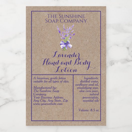 Kraft Lavendel waterdichte cosmetica flesetiket Voedselcontainer Etiket (Enkel label)