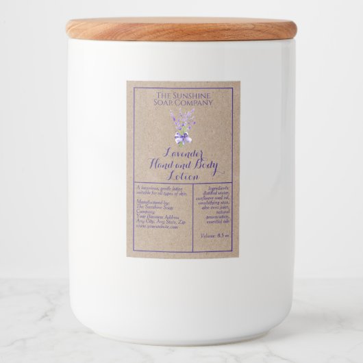Kraft Lavendel waterdichte cosmetica flesetiket Voedselcontainer Etiket (Voorkant)