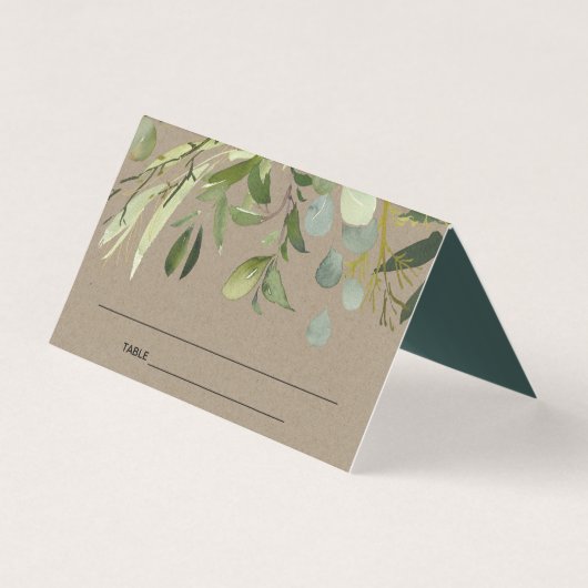 KRAFT LEAFY GREEN GOLD FOLIAGE MARIAGE CARTE DE PL (Front)
