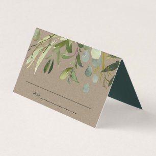 KRAFT LEAFY GREEN GOLD FOLIAGE MARIAGE CARTE DE PL