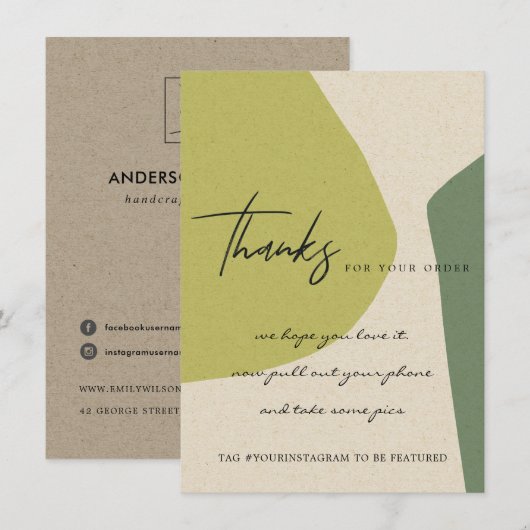 KRAFT LIME GREEN ABSTRACT BEDRIJF LOGO BEDANKKAART (Voorkant / Achterkant)