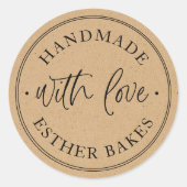 Kraft Made with Love Ronde Sticker (Voorkant)